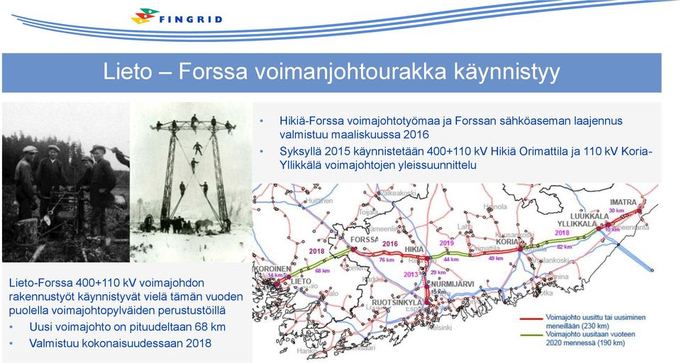 voimajohtojen yleissuunnittelu Lieto-Forssa 400+110 kv voimajohdon rakennustyöt käynnistyvät vielä tämän