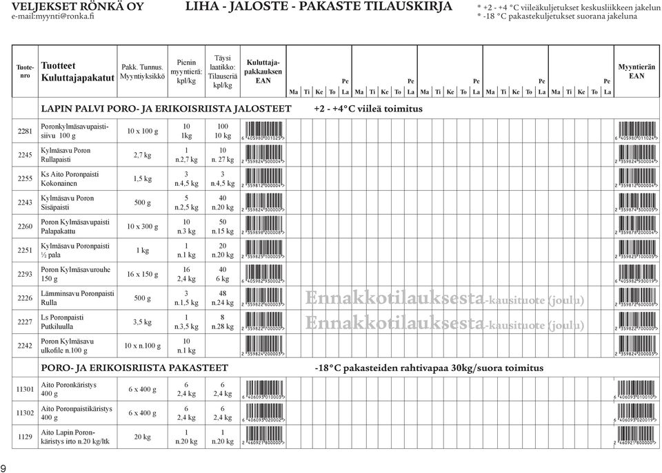 Palapakattu Kylmäsavu Poronpaisti ½ pala Poron Kylmäsavurouhe 50 g Lämminsavu Poronpaisti Rulla Ls Poronpaisti Putkiluulla Poron Kylmäsavu ulkofile n.