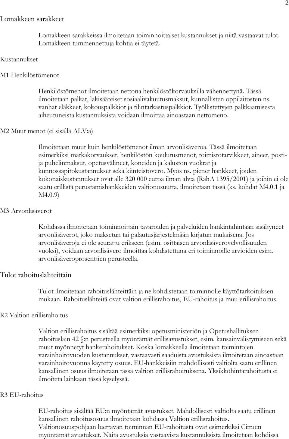 vanhat eläkkeet, kokouspalkkiot ja tilintarkastuspalkkiot. Työllistettyjen palkkaamisesta aiheutuneista kustannuksista voidaan ilmoittaa ainoastaan nettomeno.