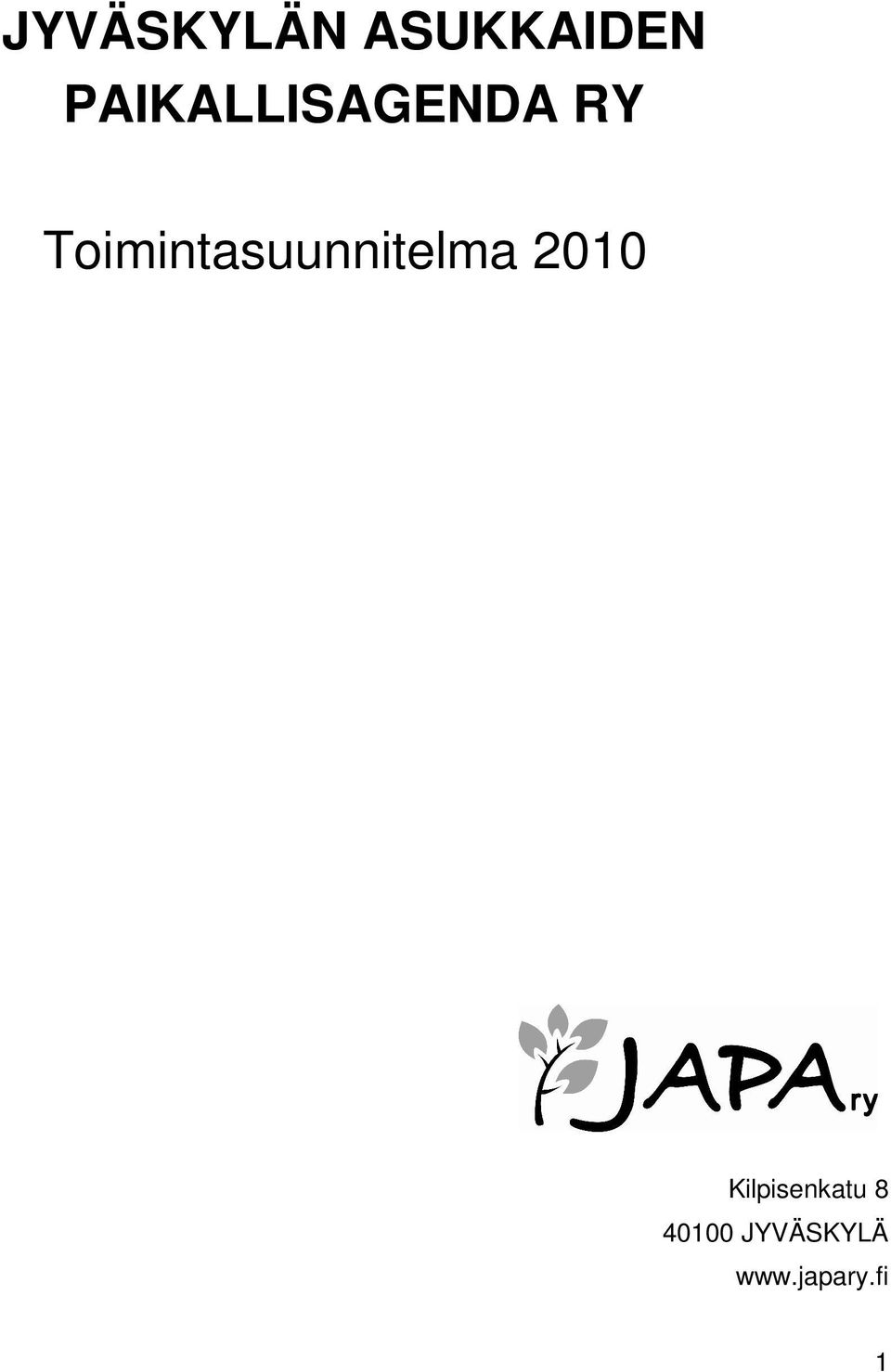 Toimintasuunnitelma 2010