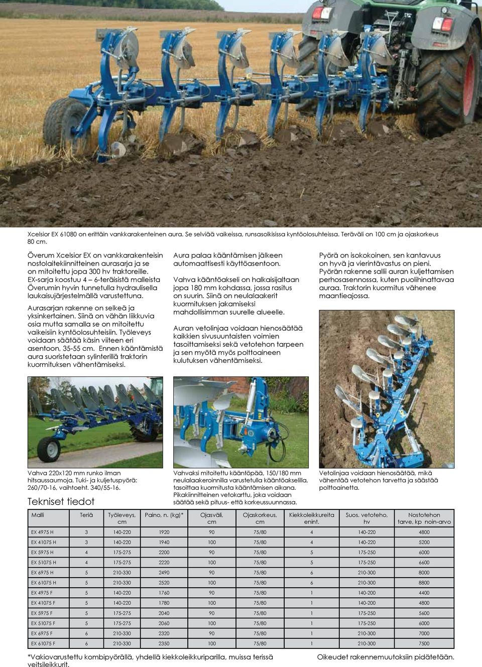 EX-sarja koostuu 4 6-teräisistä malleista Överumin hyvin tunnetulla hydraulisella laukaisujärjestelmällä varustettuna. Aurasarjan rakenne on selkeä ja yksinkertainen.