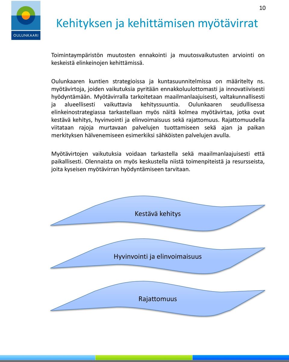 Myötävirralla tarkoitetaan maailmanlaajuisesti, valtakunnallisesti ja alueellisesti vaikuttavia kehityssuuntia.