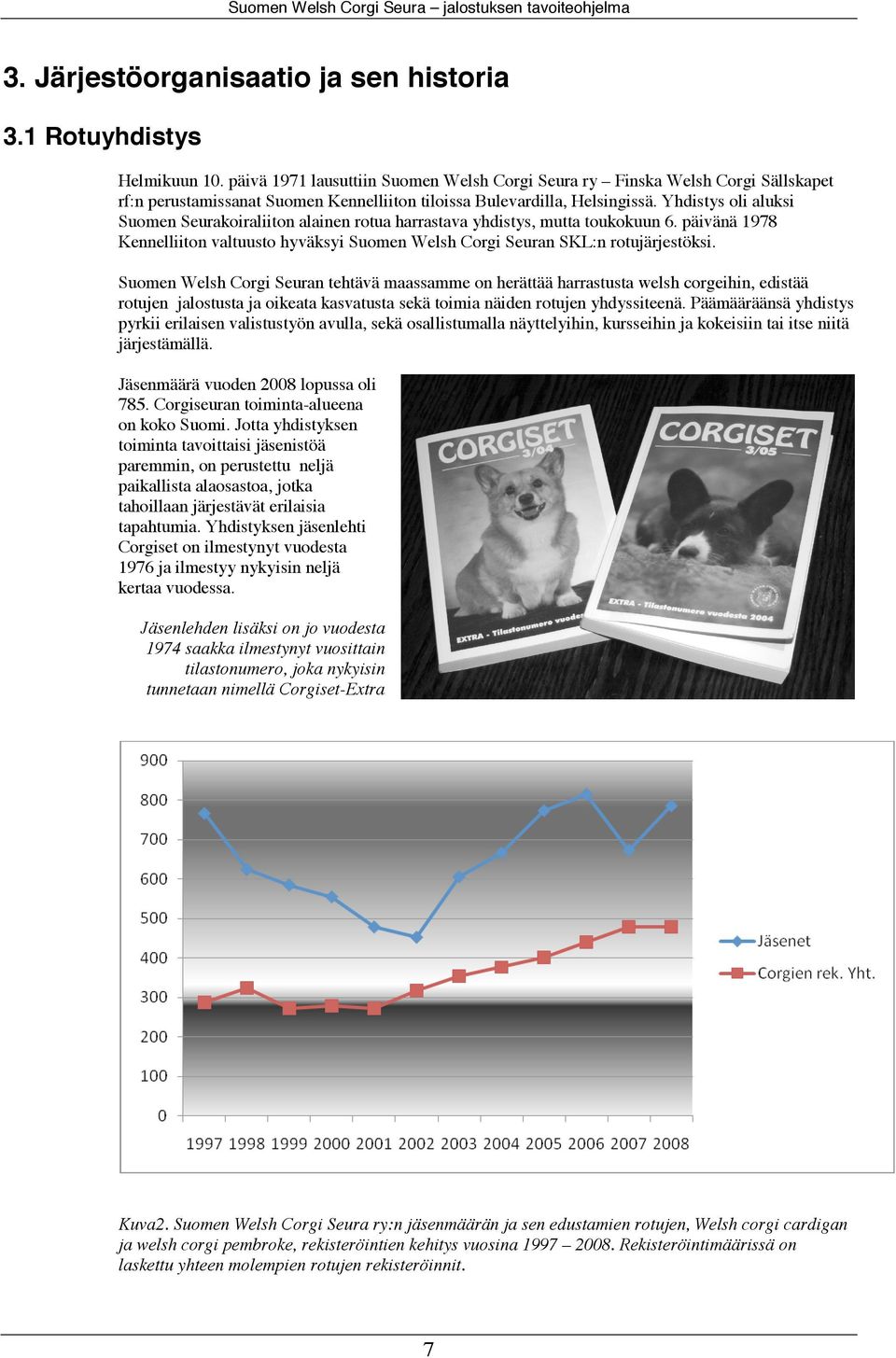 Yhdistys oli aluksi Suomen Seurakoiraliiton alainen rotua harrastava yhdistys, mutta toukokuun 6. päivänä 1978 Kennelliiton valtuusto hyväksyi Suomen Welsh Corgi Seuran SKL:n rotujärjestöksi.