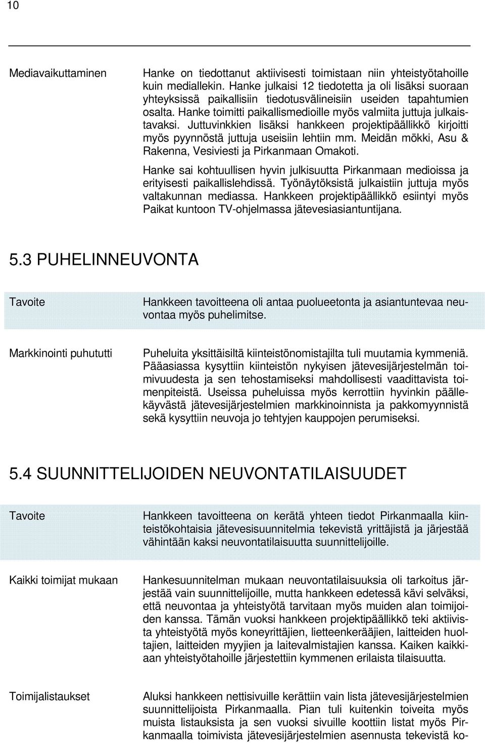 Juttuvinkkien lisäksi hankkeen projektipäällikkö kirjoitti myös pyynnöstä juttuja useisiin lehtiin mm. Meidän mökki, Asu & Rakenna, Vesiviesti ja Pirkanmaan Omakoti.