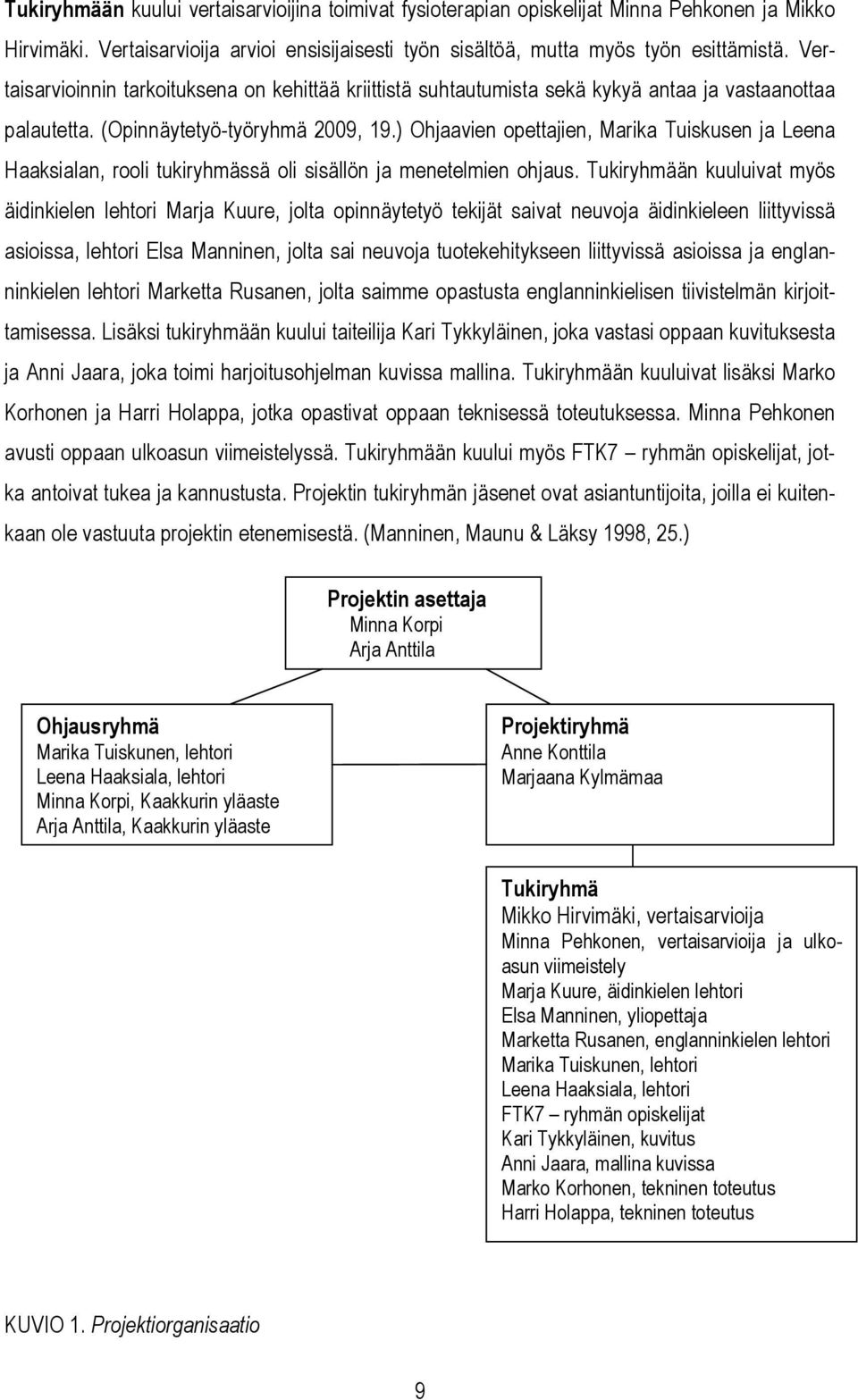 ) Ohjaavien opettajien, Marika Tuiskusen ja Leena Haaksialan, rooli tukiryhmässä oli sisällön ja menetelmien ohjaus.