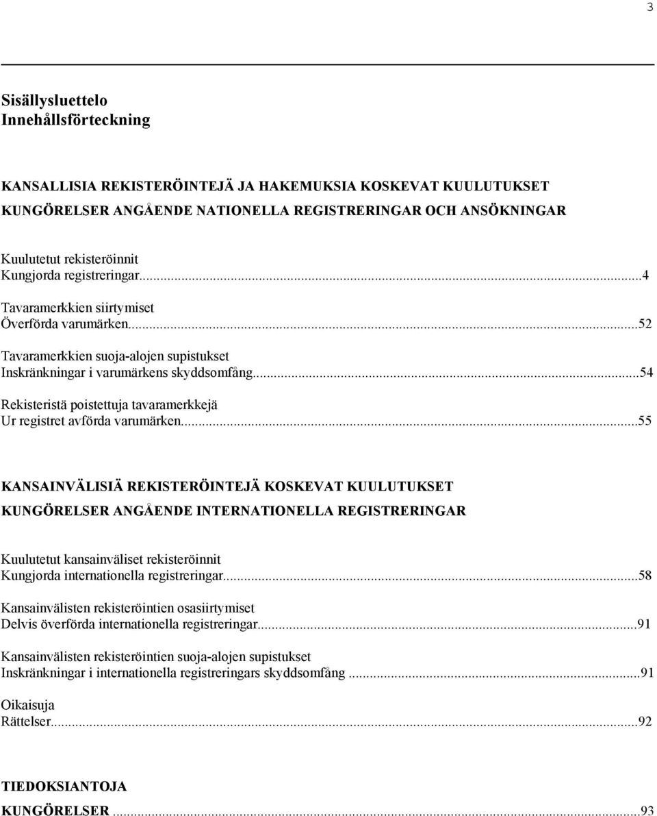 ..54 Rekisteristä poistettuja tavaramerkkejä Ur registret avförda varumärken.