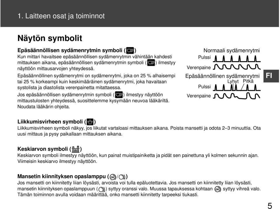 Epäsäännöllinen sydämenrytmi on sydämenrytmi, joka on 25 % alhaisempi tai 25 % korkeampi kuin keskimääräinen sydämenrytmi, joka havaitaan systolista ja diastolista verenpainetta mitattaessa.