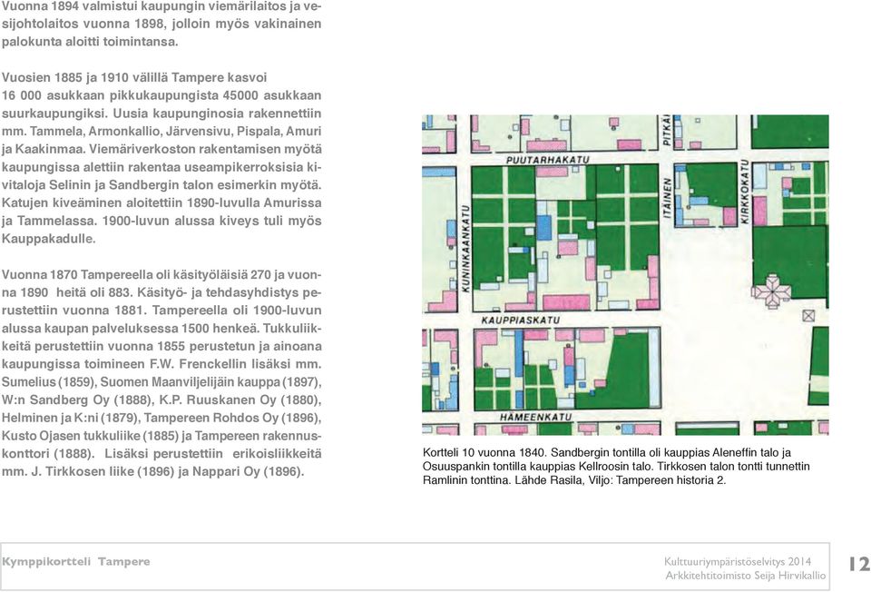 Tammela, Armonkallio, järvensivu, Pispala, Amuri ja Kaakinmaa.