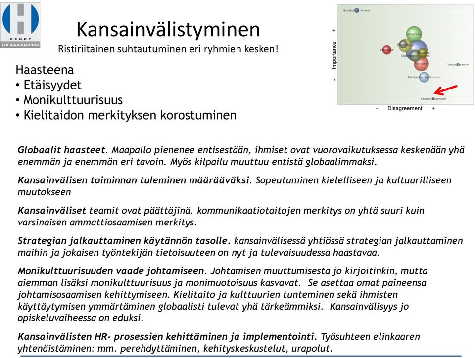 Kansainvälisen toiminnan tuleminen määrääväksi. Sopeutuminen kielelliseen ja kultuurilliseen muutokseen Kansainväliset teamit ovat päättäjinä.