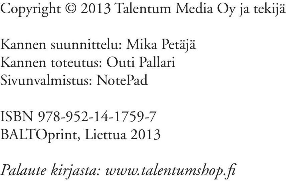 Pallari Sivunvalmistus: NotePad ISBN
