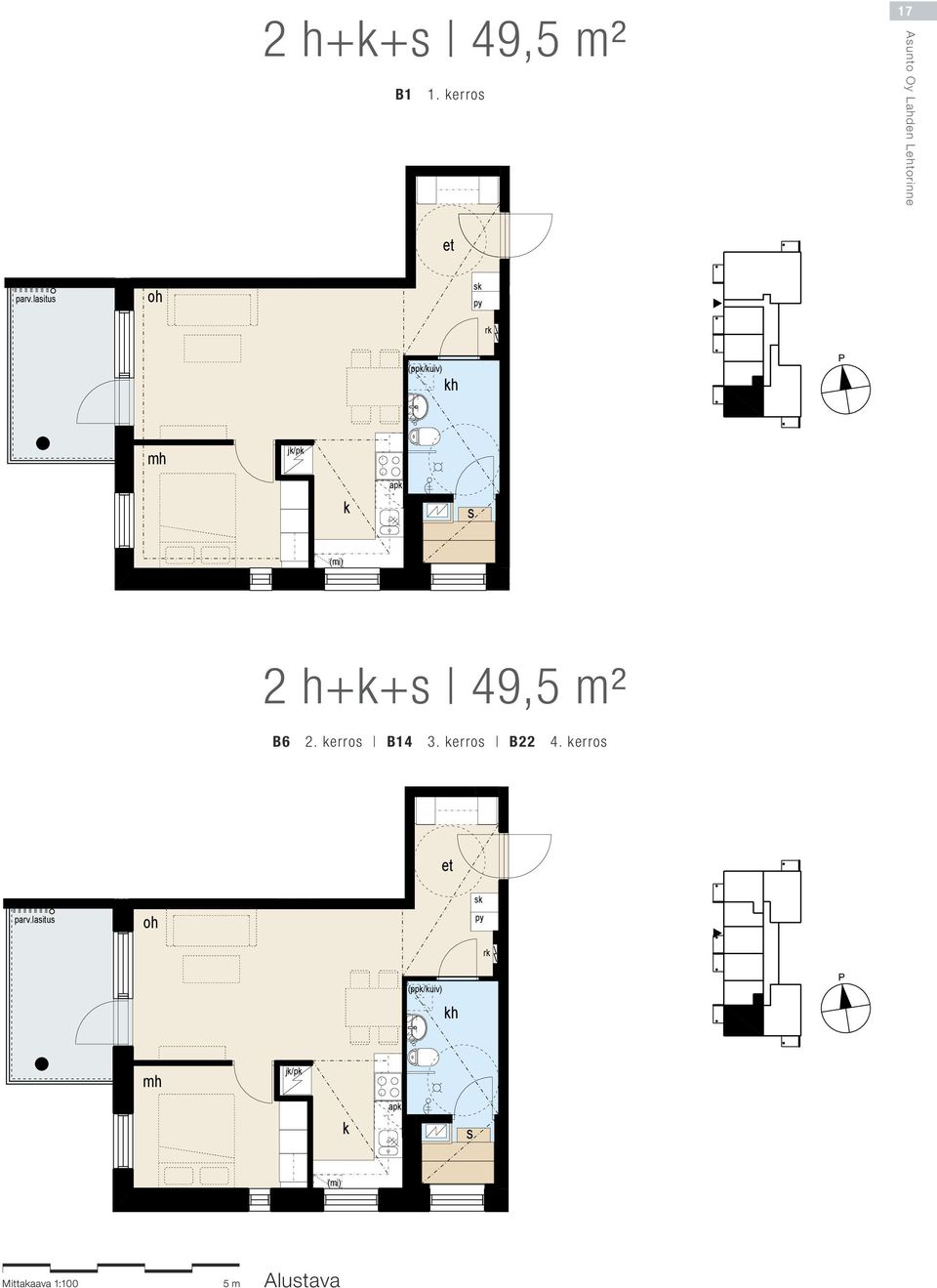 laitu to Oy Lahden Lehtorinne + 49,5 m² nnot: 2.r 3.r 4.