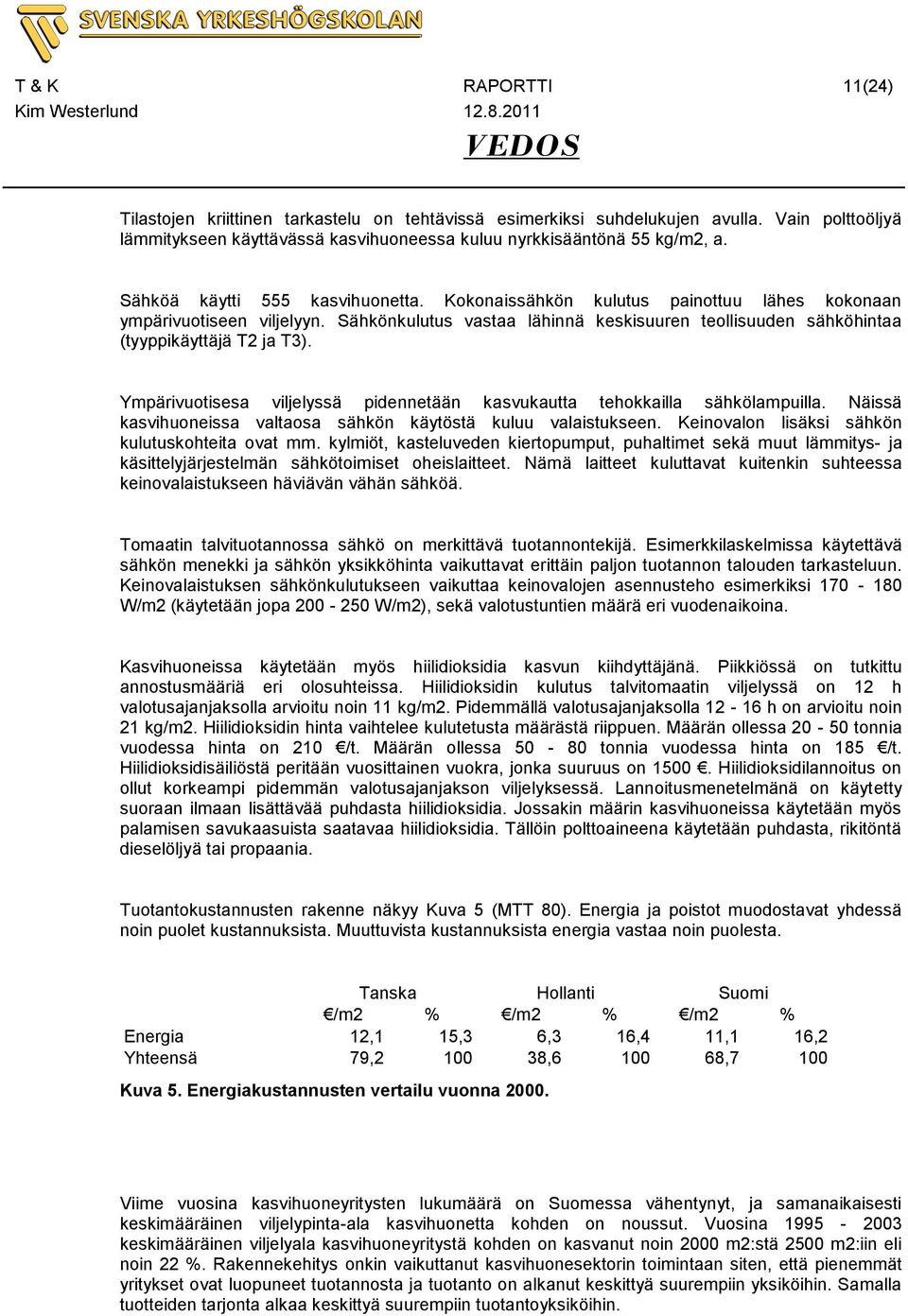 Ympärivuotisesa viljelyssä pidennetään kasvukautta tehokkailla sähkölampuilla. Näissä kasvihuoneissa valtaosa sähkön käytöstä kuluu valaistukseen. Keinovalon lisäksi sähkön kulutuskohteita ovat mm.