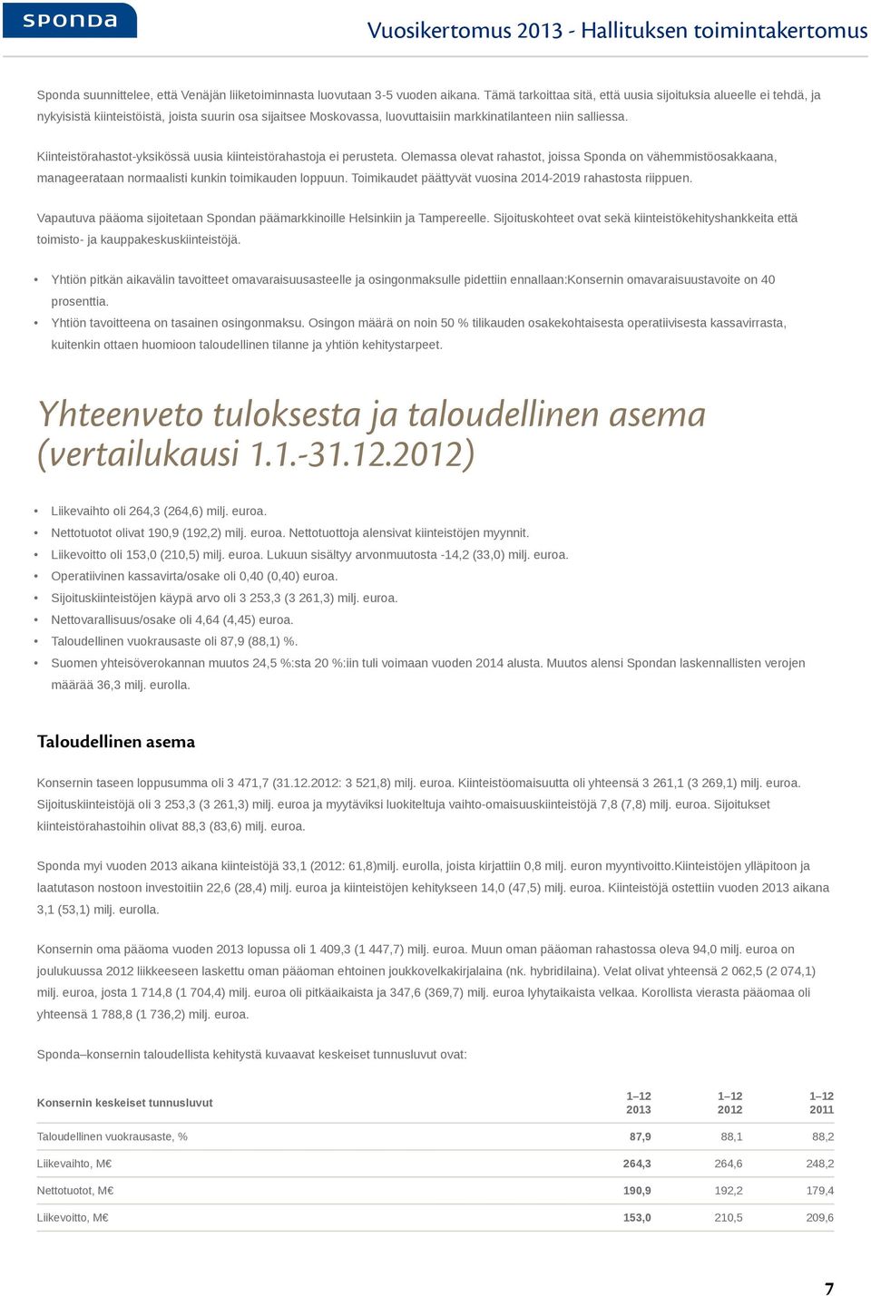 Kiinteistörahastot-yksikössä uusia kiinteistörahastoja ei perusteta. Olemassa olevat rahastot, joissa Sponda on vähemmistöosakkaana, manageerataan normaalisti kunkin toimikauden loppuun.