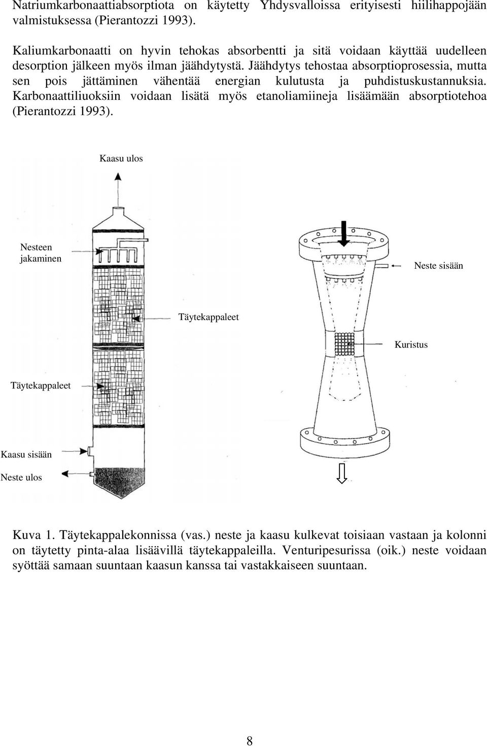 Jäähdytys tehostaa absorptioprosessia, mutta sen pois jättäminen vähentää energian kulutusta ja puhdistuskustannuksia.