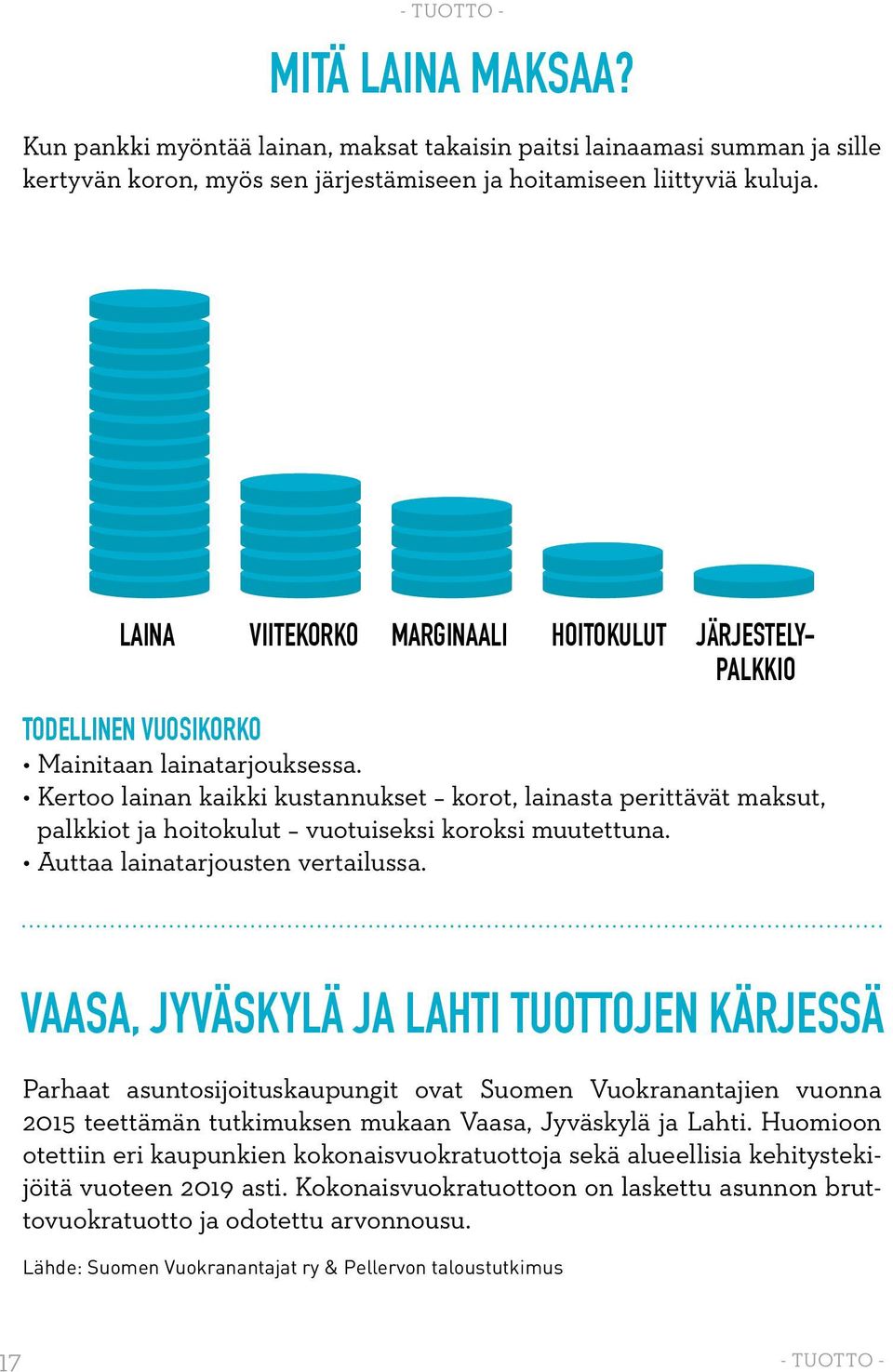 Kertoo lainan kaikki kustannukset korot, lainasta perittävät maksut, palkkiot ja hoitokulut vuotuiseksi koroksi muutettuna. Auttaa lainatarjousten vertailussa.