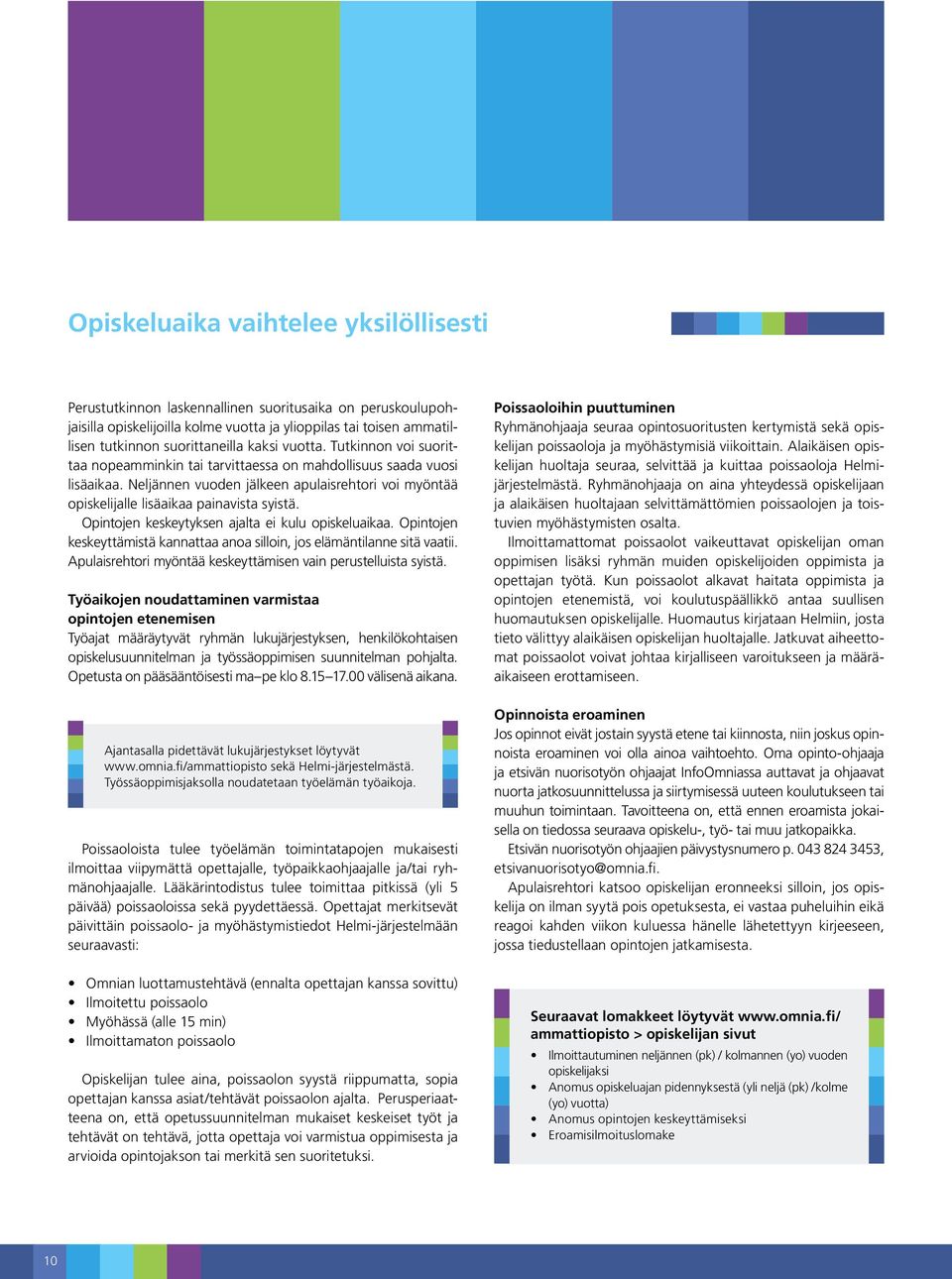 Neljännen vuoden jälkeen apulaisrehtori voi myöntää opiskelijalle lisäaikaa painavista syistä. Opintojen keskeytyksen ajalta ei kulu opiskeluaikaa.