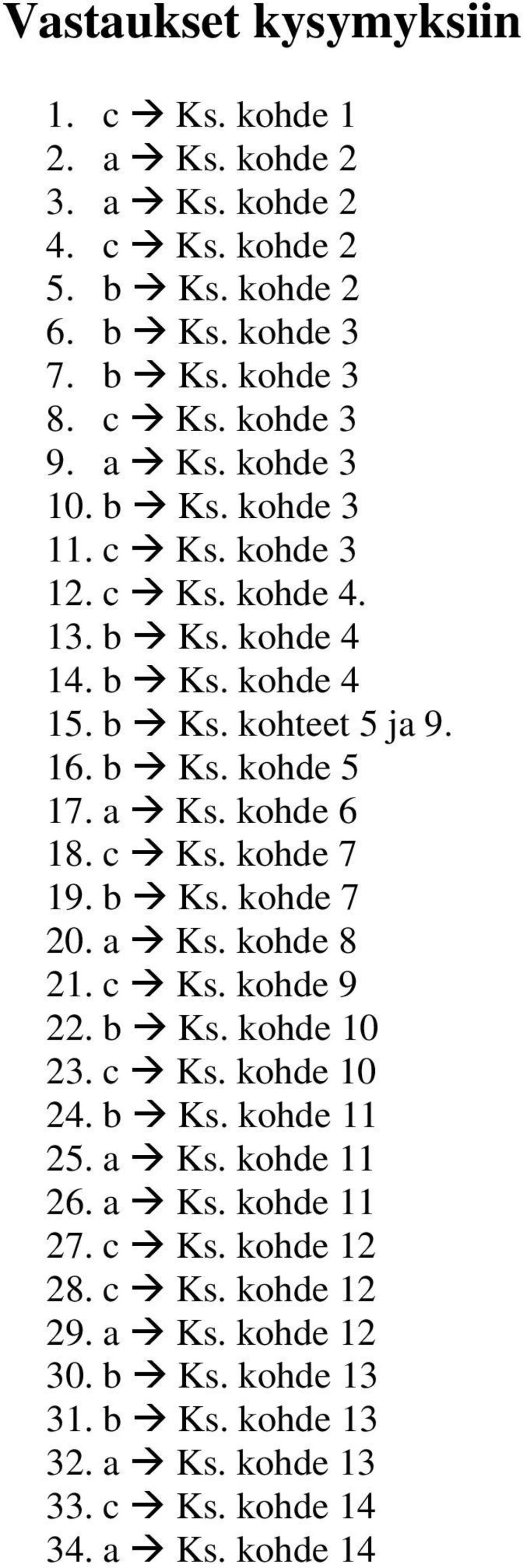 kohde 6 18. c Ks. kohde 7 19. b Ks. kohde 7 20. a Ks. kohde 8 21. c Ks. kohde 9 22. b Ks. kohde 10 23. c Ks. kohde 10 24. b Ks. kohde 11 25. a Ks. kohde 11 26.