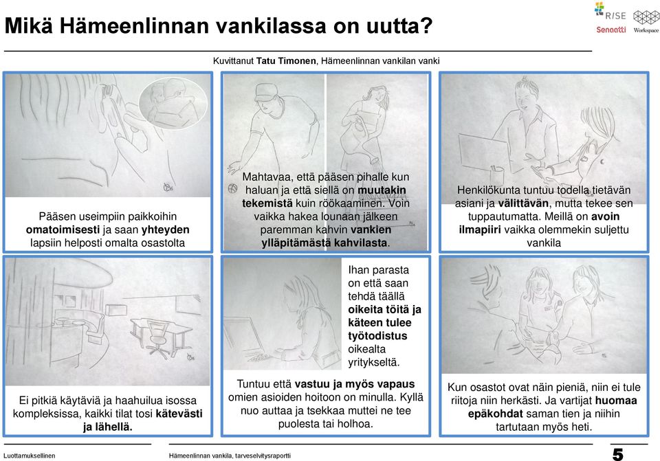 kaikki tilat tosi kätevästi ja lähellä. Mahtavaa, että pääsen pihalle kun haluan ja että siellä on muutakin tekemistä kuin röökaaminen.