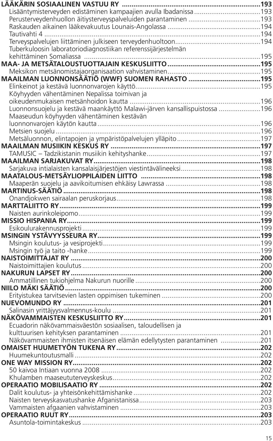 ..194 Tuberkuloosin laboratoriodiagnostiikan referenssijärjestelmän kehittäminen Somaliassa...195 MAA- JA METSÄTALOUSTUOTTAJAIN KESKUSLIITTO...195 Meksikon metsänomistajaorganisaation vahvistaminen.