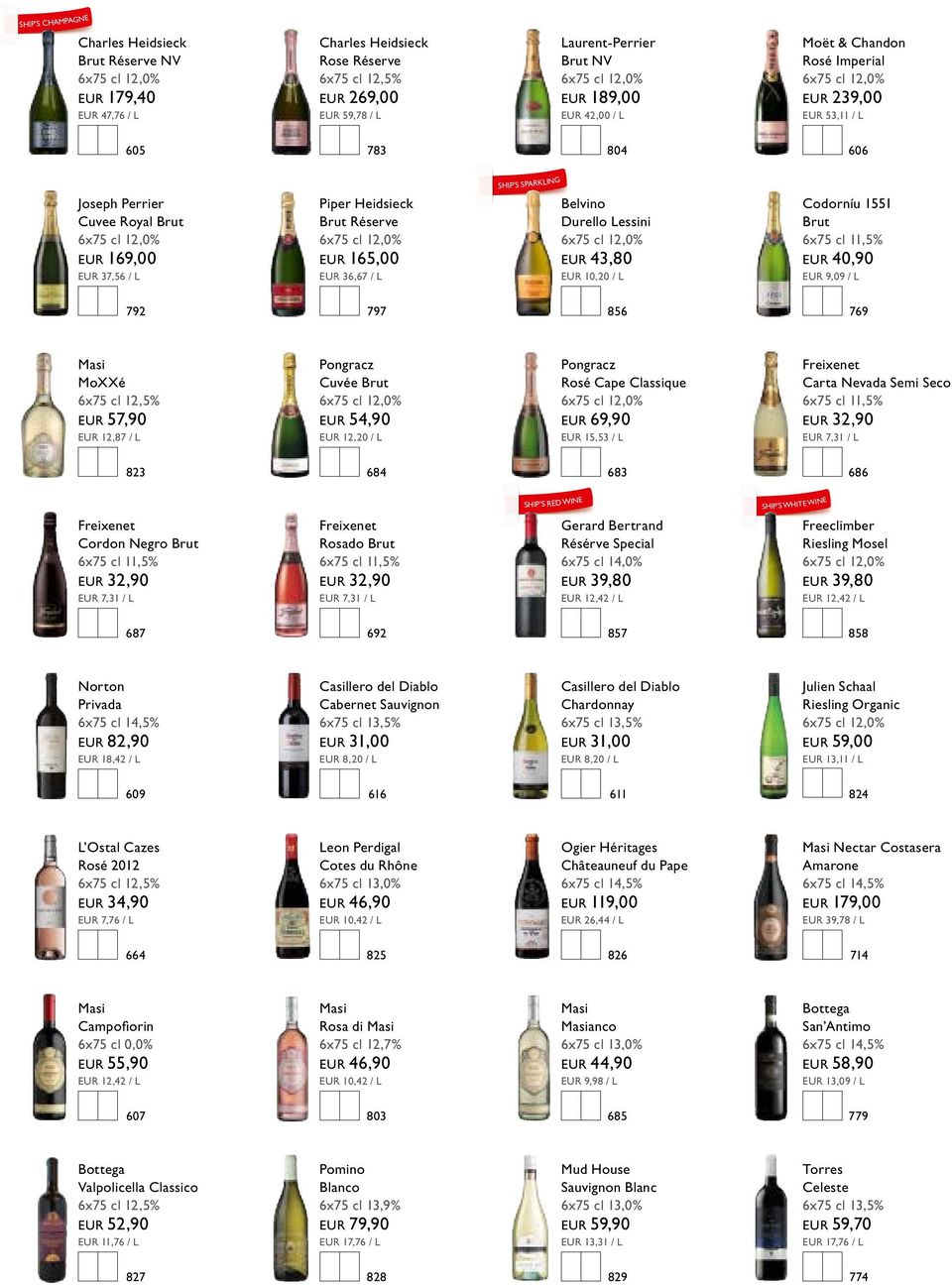 Lessini EUR 43,80 EUR 10,20 / L Codorníu 1551 Brut EUR 40,90 EUR 9,09 / L 792 797 856 769 MoXXé EUR 57,90 EUR 12,87 / L Pongracz Cuvée Brut EUR 54,90 EUR 12,20 / L Pongracz Rosé Cape Classique EUR