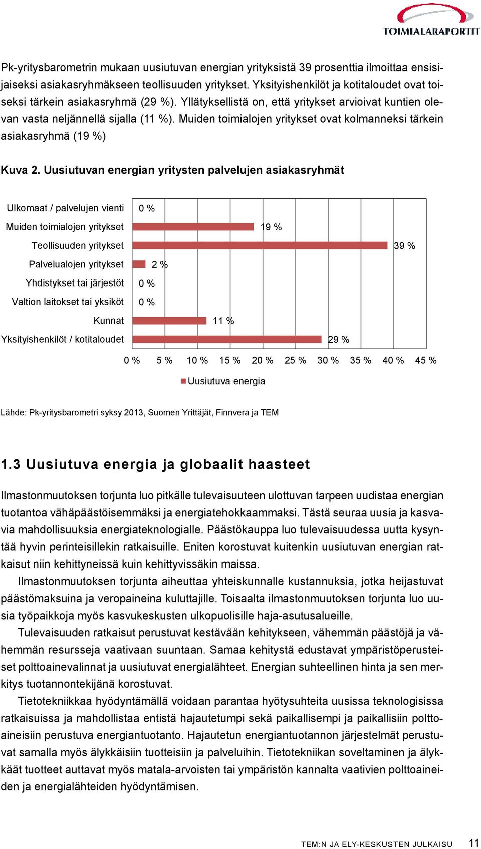 Muiden toimialojen yritykset ovat kolmanneksi tärkein asiakasryhmä (19 %) Kuva 2.