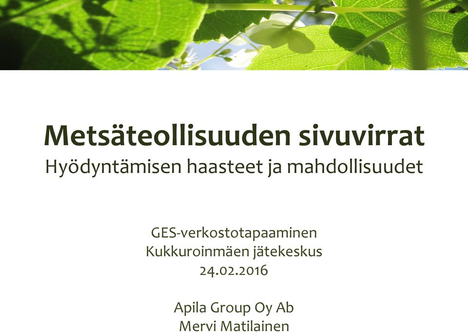 GES-verkostotapaaminen Kukkuroinmäen