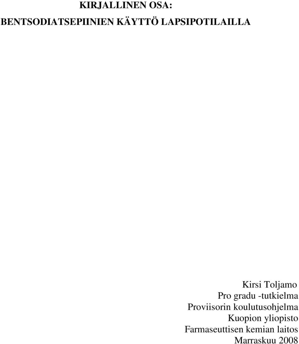 -tutkielma Proviisorin koulutusohjelma