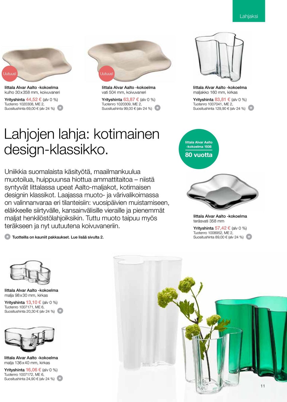 2, Suositushinta 129,90 (alv 24 %) Lahjojen lahja: kotimainen design-klassikko.