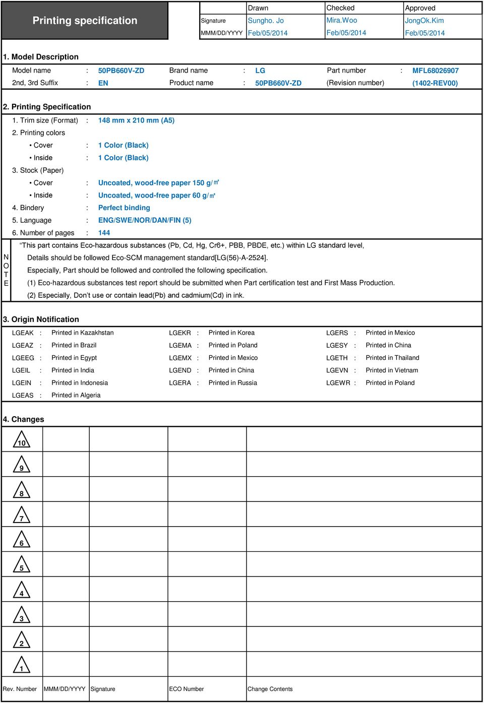 Trim size (Format) 2. Printing colors Cover Inside 3. Stock (Paper) Cover Inside 4. Bindery 5. Language 6.