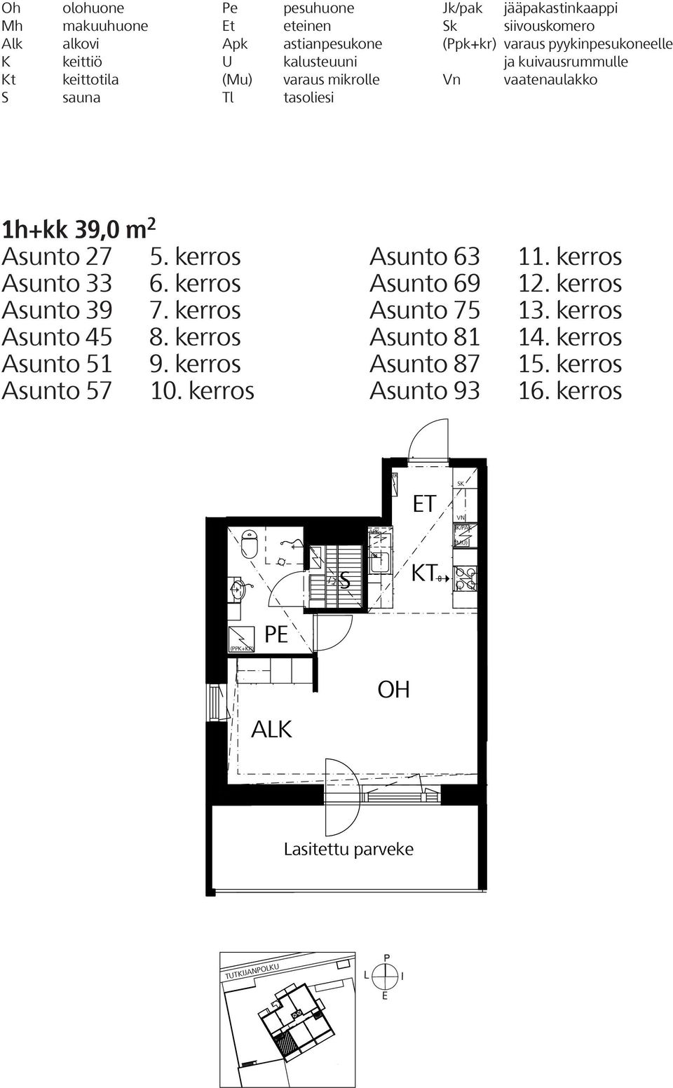 ke 39,0m² s s s s s os os os os os os os V / V TTNAT 1h+kt+s+parveke 39,0m² Asunto 27 5.