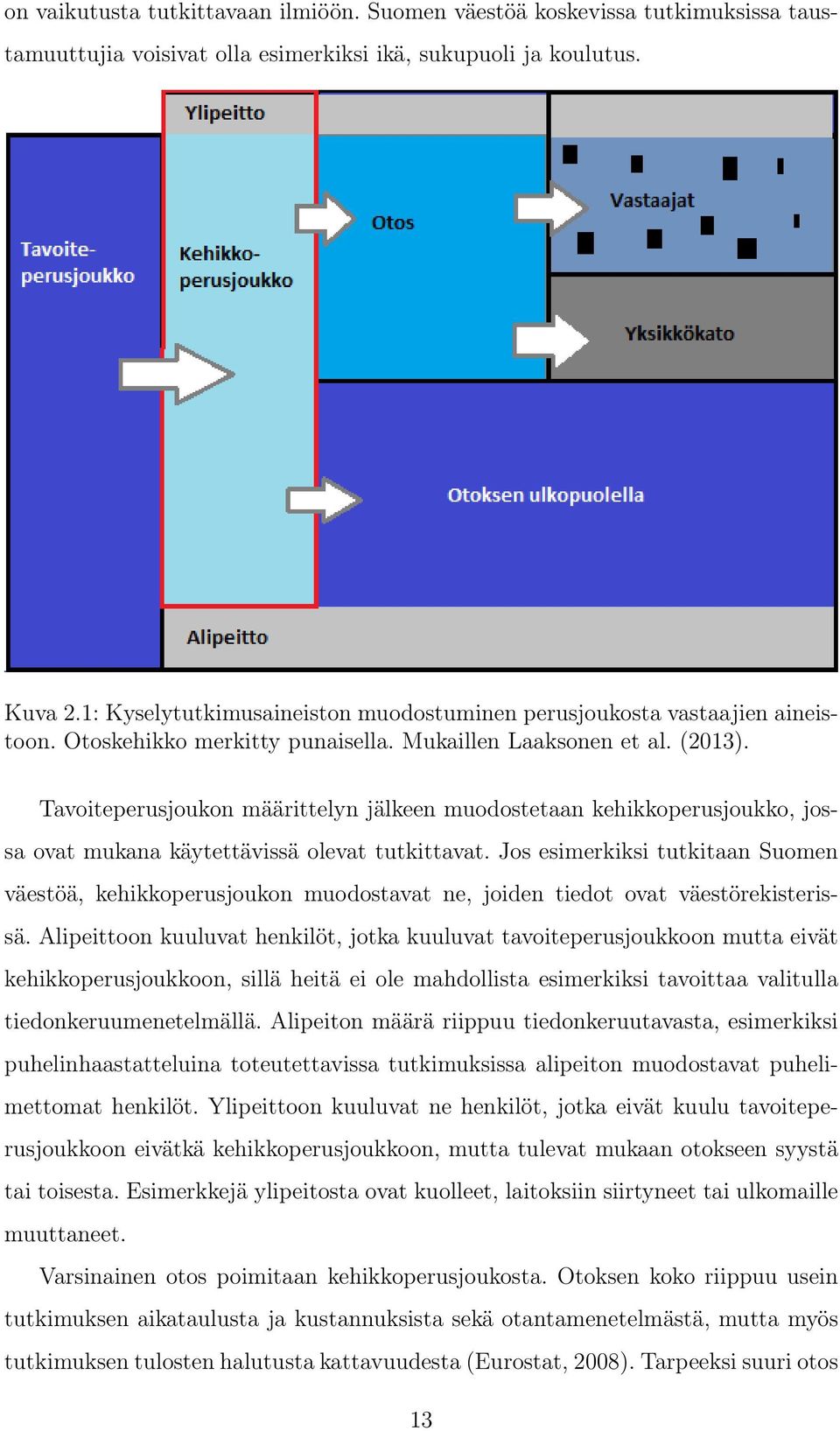 Tavoiteperusjoukon määrittelyn jälkeen muodostetaan kehikkoperusjoukko, jossa ovat mukana käytettävissä olevat tutkittavat.