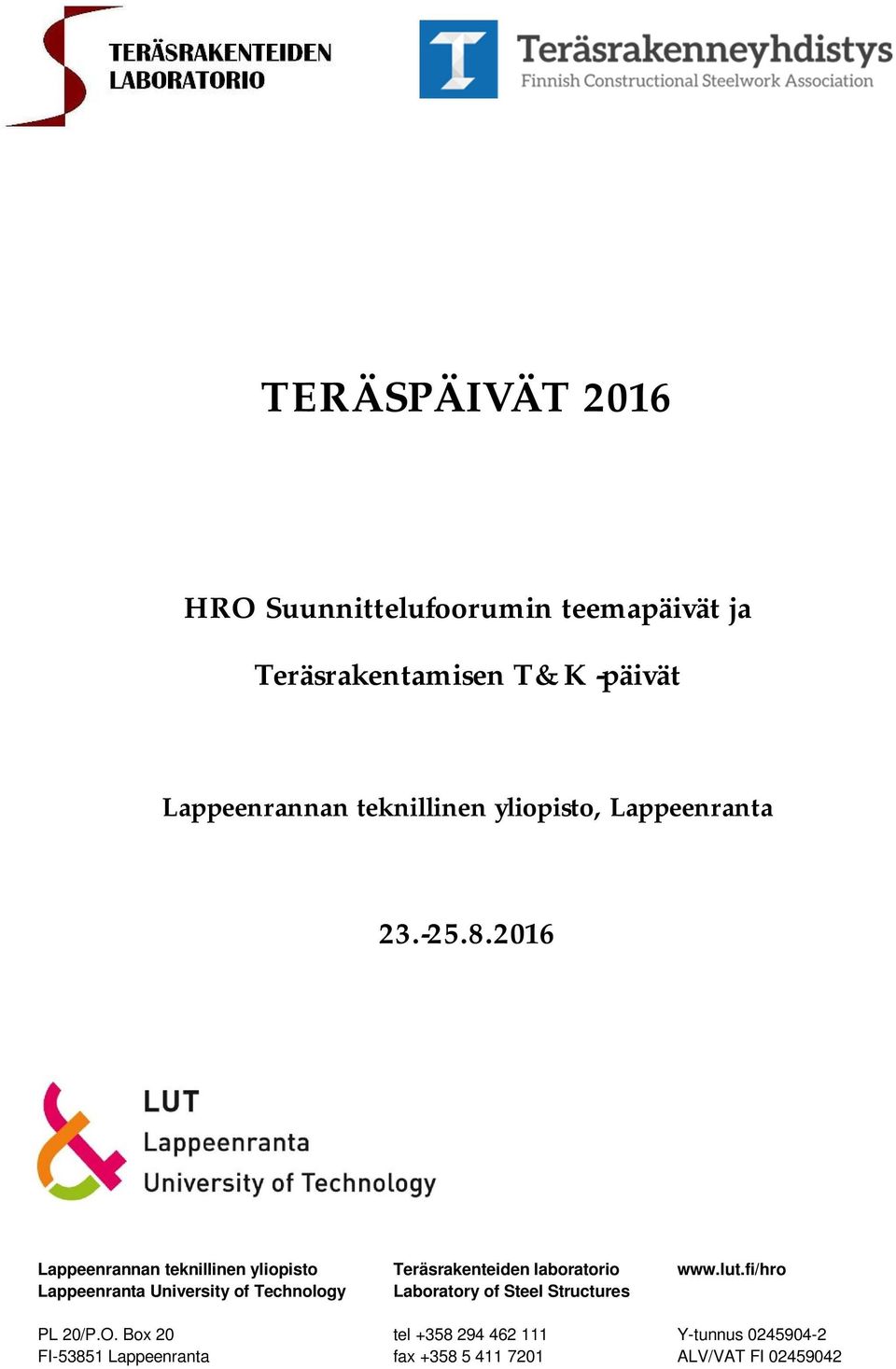 2016 Lappeenrannan teknillinen yliopisto Lappeenranta University of Technology PL 20/P.O.