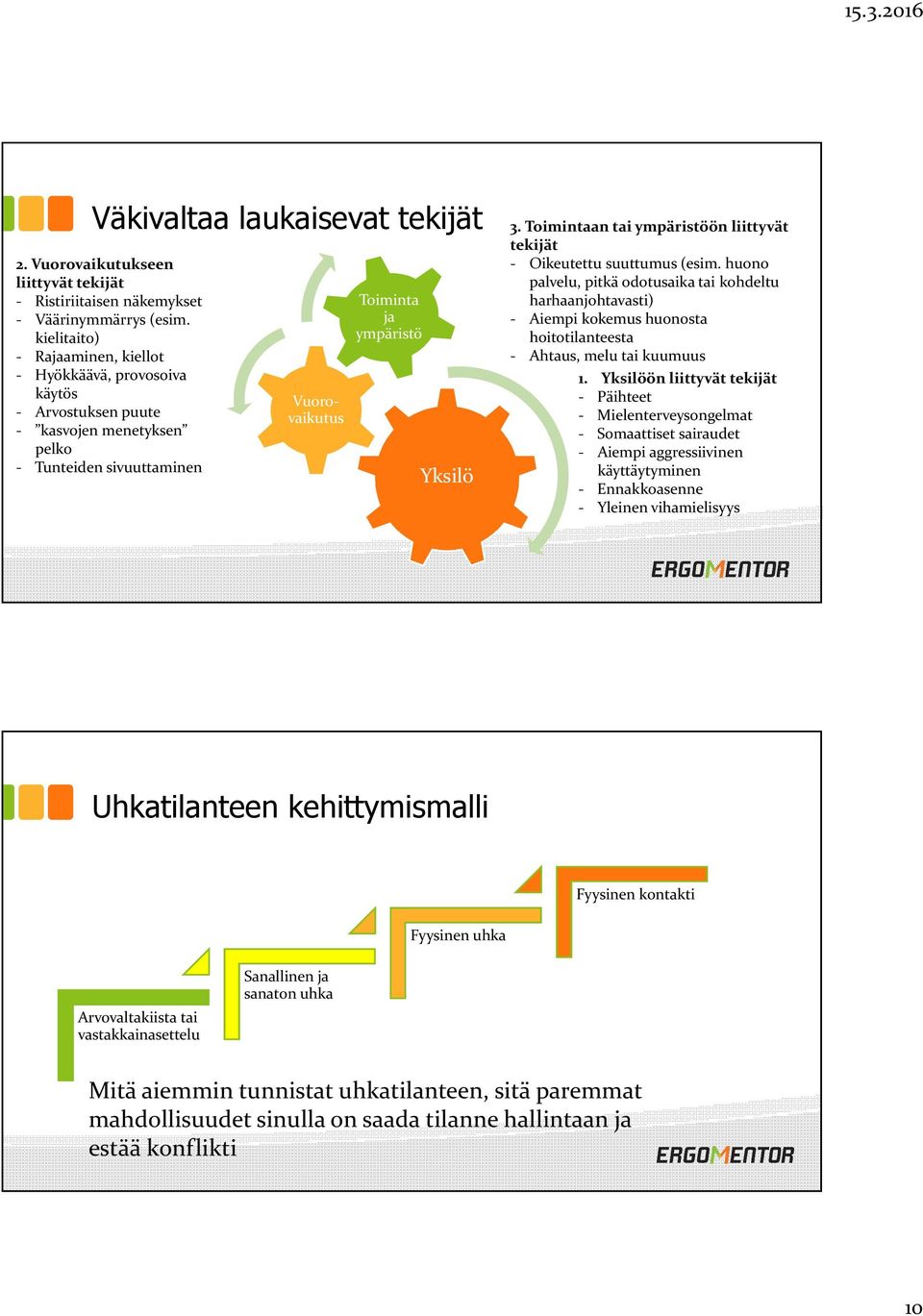 Toimintaan tai ympäristöön liittyvät tekijät - Oikeutettu suuttumus (esim.