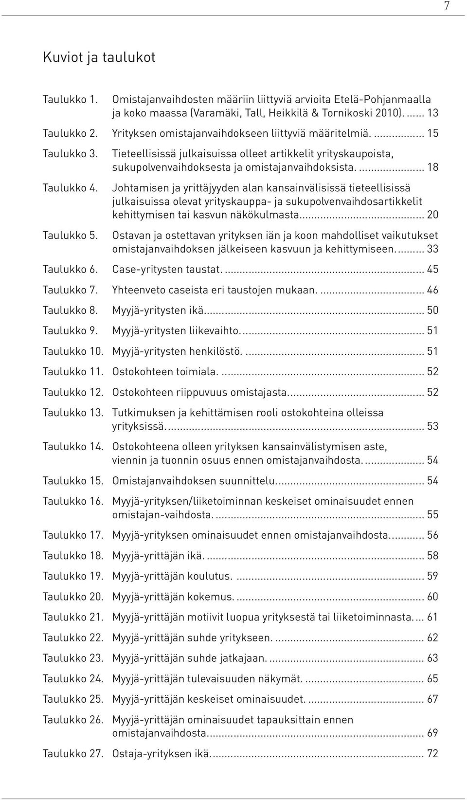 Tieteellisissä julkaisuissa olleet artikkelit yrityskaupoista, sukupolvenvaihdoksesta ja omistajanvaihdoksista.