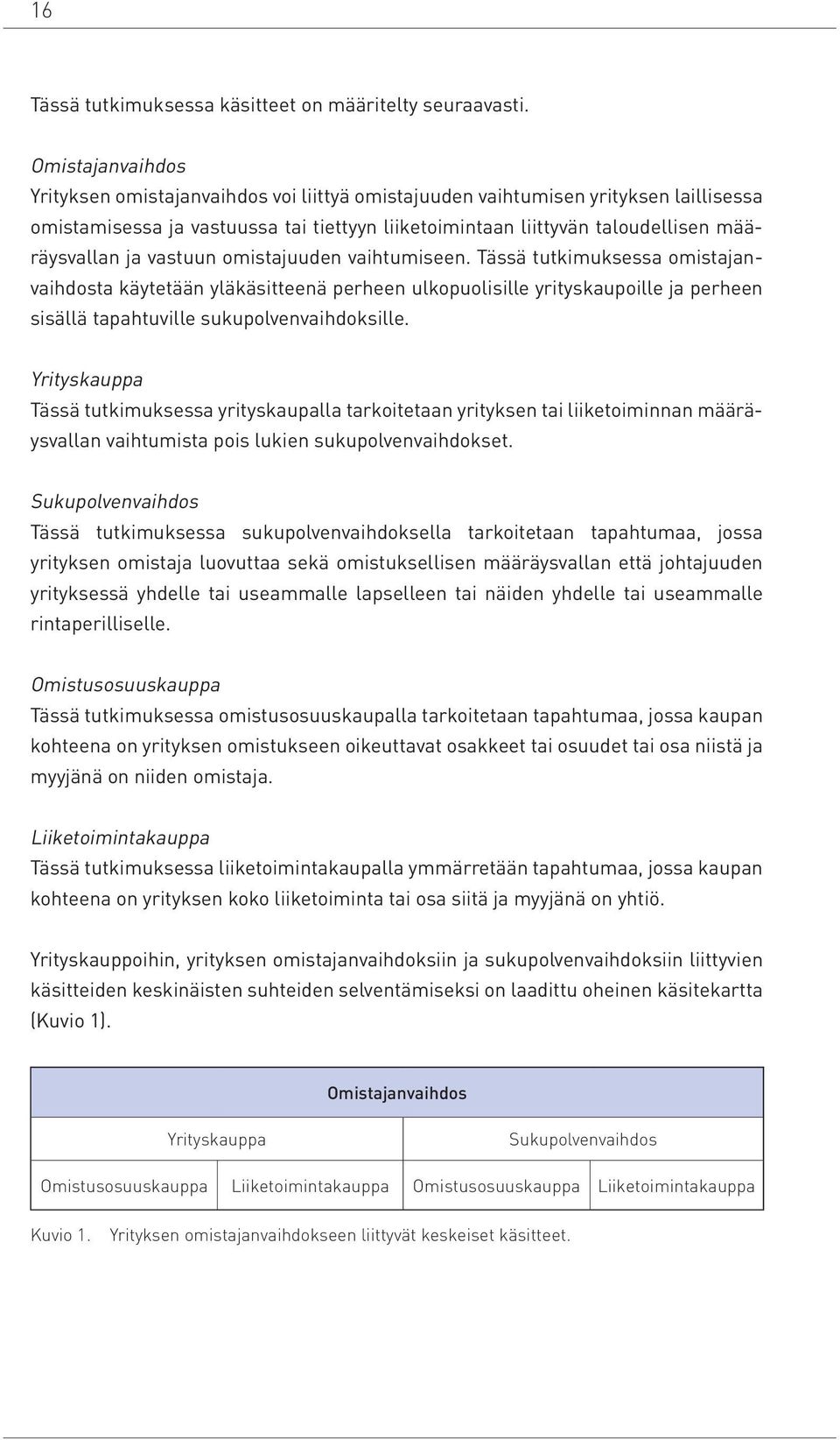 vastuun omistajuuden vaihtumiseen. Tässä tutkimuksessa omistajanvaihdosta käytetään yläkäsitteenä perheen ulkopuolisille yrityskaupoille ja perheen sisällä tapahtuville sukupolvenvaihdoksille.