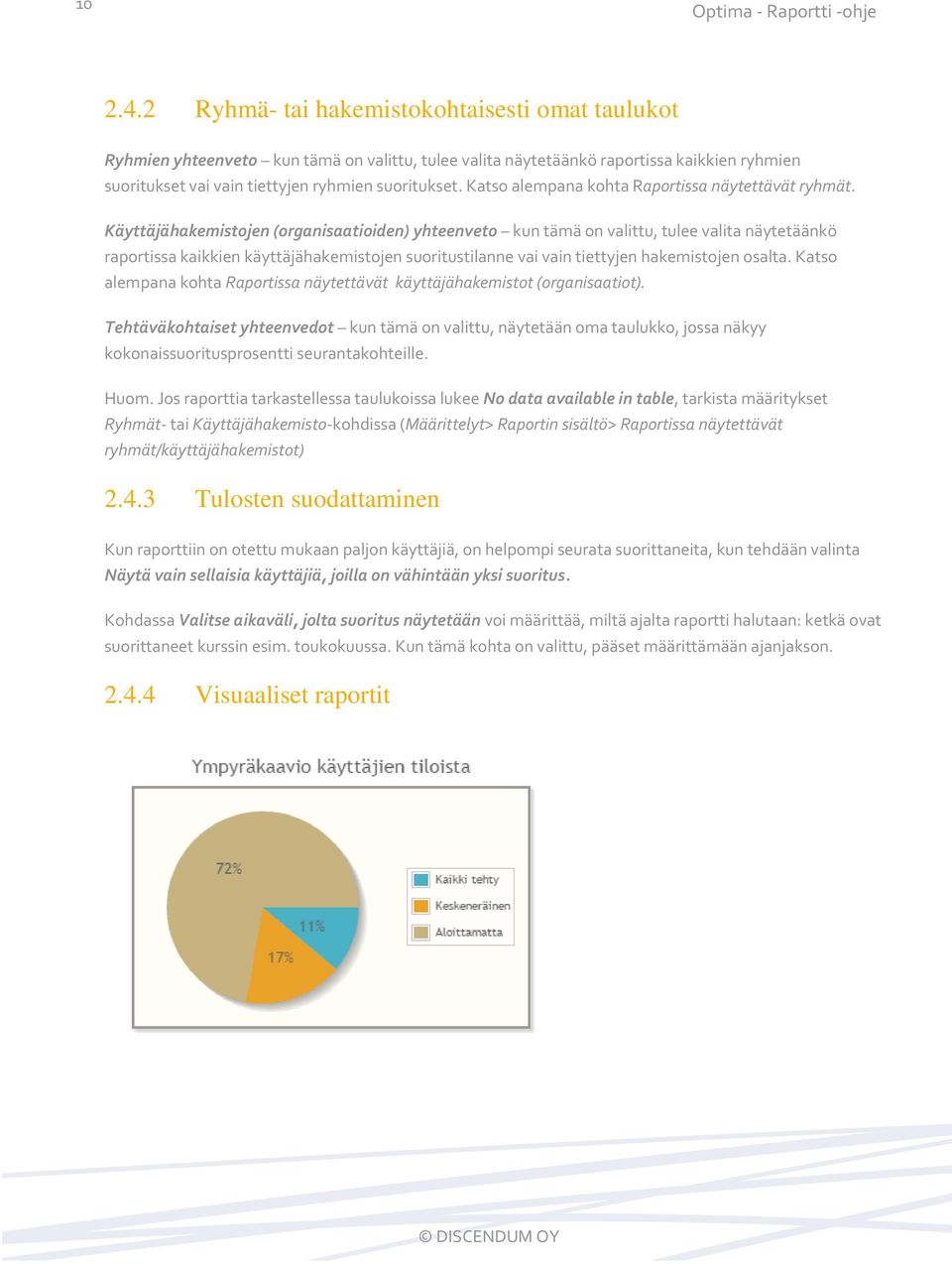 Katso alempana kohta Raportissa näytettävät ryhmät.