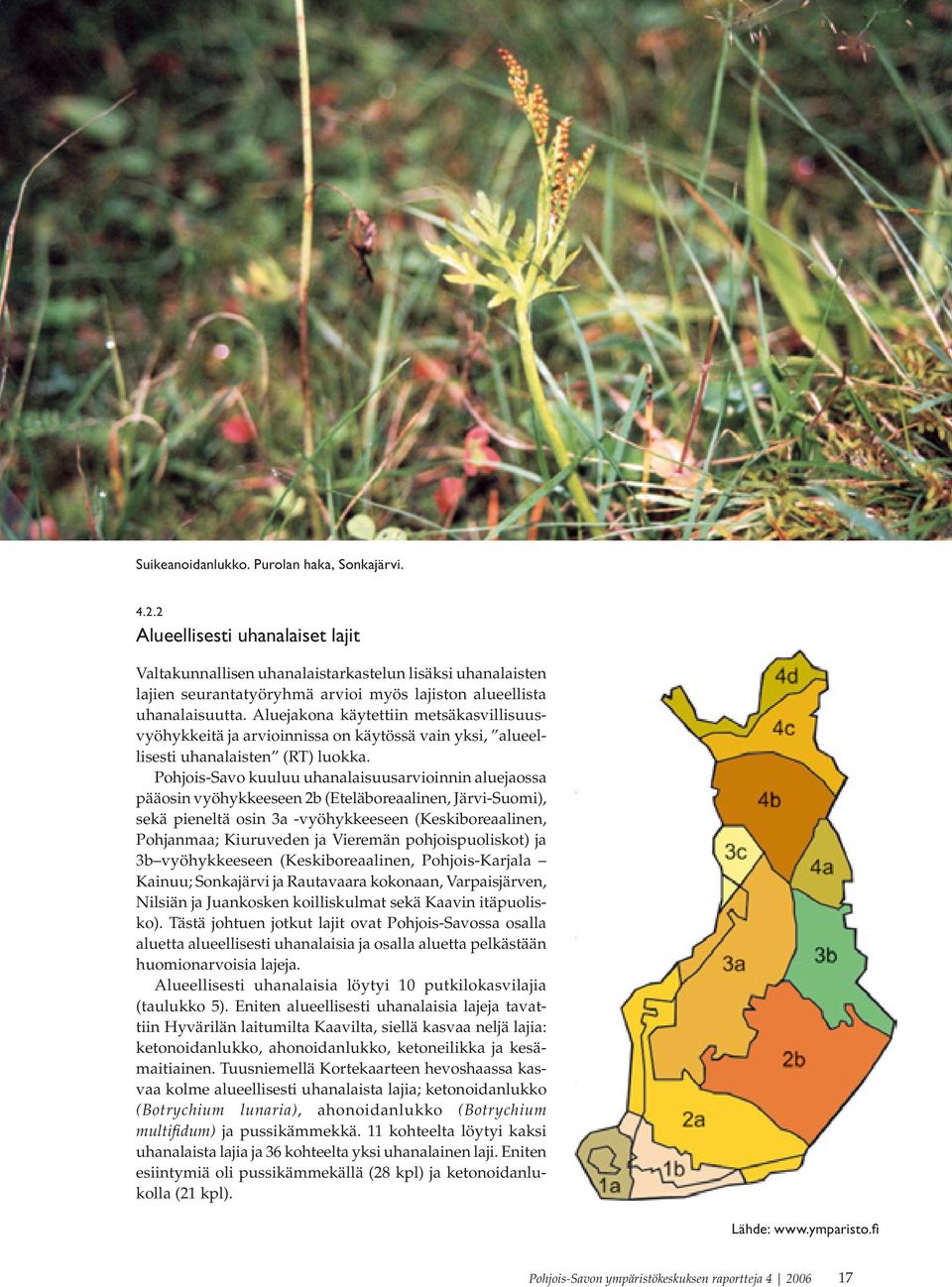 Aluejakona käytettiin metsäkasvillisuusvyöhykkeitä ja arvioinnissa on käytössä vain yksi, alueellisesti uhanalaisten (RT) luokka.