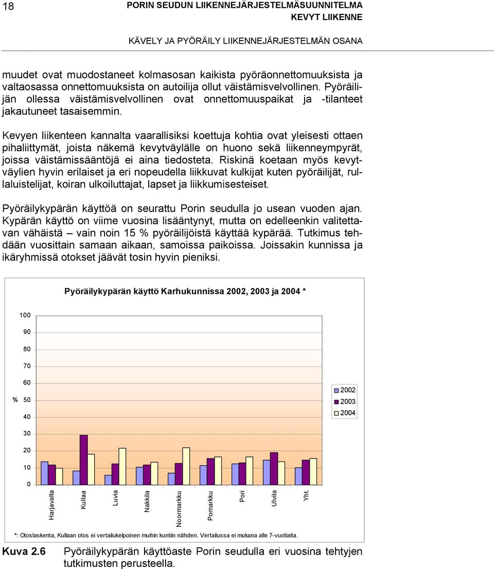 Kevyen liikenteen kannalta vaarallisiksi koettuja kohtia ovat yleisesti ottaen pihaliittymät, joista näkemä kevytväylälle on huono sekä liikenneympyrät, joissa väistämissääntöjä ei aina tiedosteta.