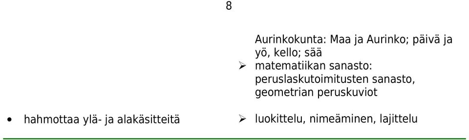 peruslaskutoimitusten sanasto, geometrian
