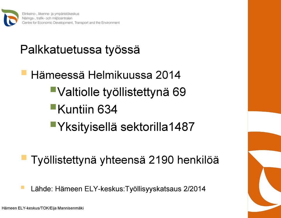 Yksityisellä sektorilla1487 Työllistettynä