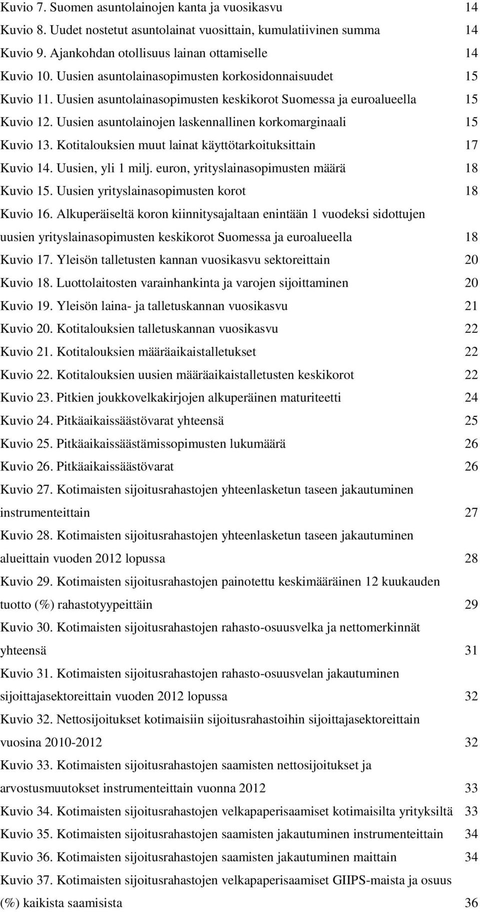 Uusien asuntolainojen laskennallinen korkomarginaali 15 Kuvio 13. Kotitalouksien muut lainat käyttötarkoituksittain 17 Kuvio 1. Uusien, yli 1 milj. euron, yrityslainasopimusten määrä 18 Kuvio 15.