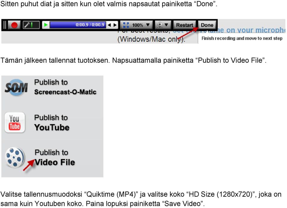 Napsuattamalla painiketta Publish to Video File.