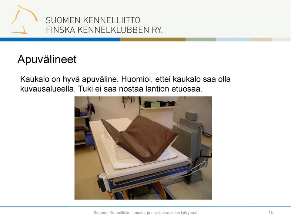 Huomioi, ettei kaukalo saa olla