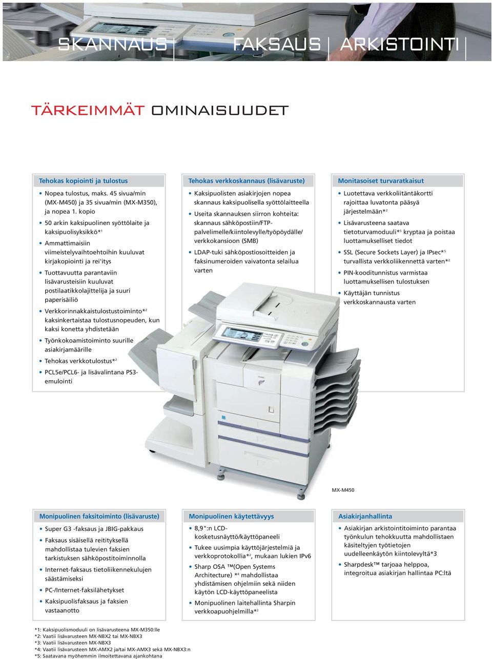 postilaatikkolajittelija ja suuri paperisäiliö Verkkorinnakkaistulostustoiminto* 2 kaksinkertaistaa tulostusnopeuden, kun kaksi konetta yhdistetään Työnkokoamistoiminto suurille asiakirjamäärille