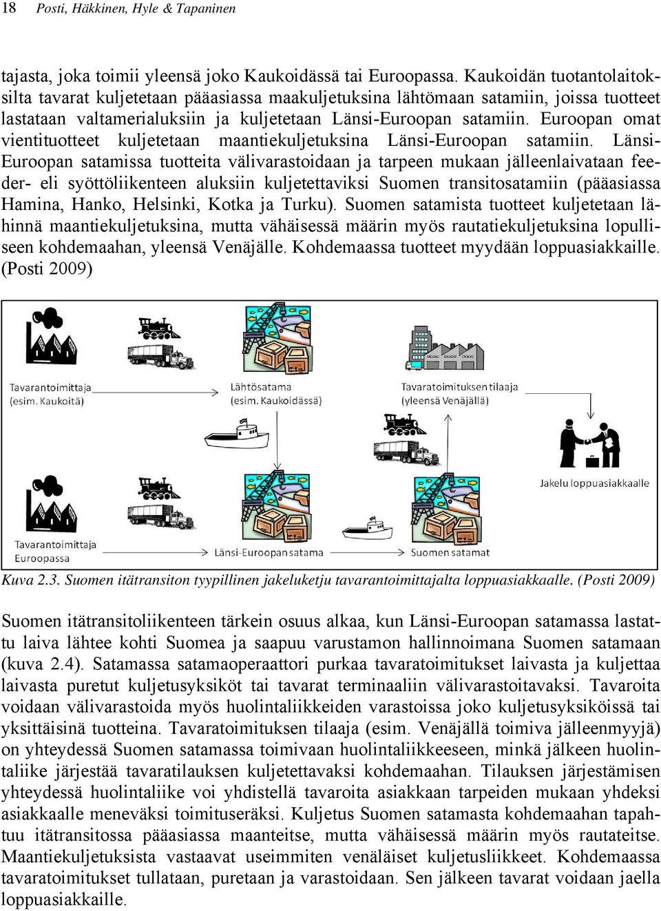 Euroopan omat vientituotteet kuljetetaan maantiekuljetuksina Länsi-Euroopan satamiin.