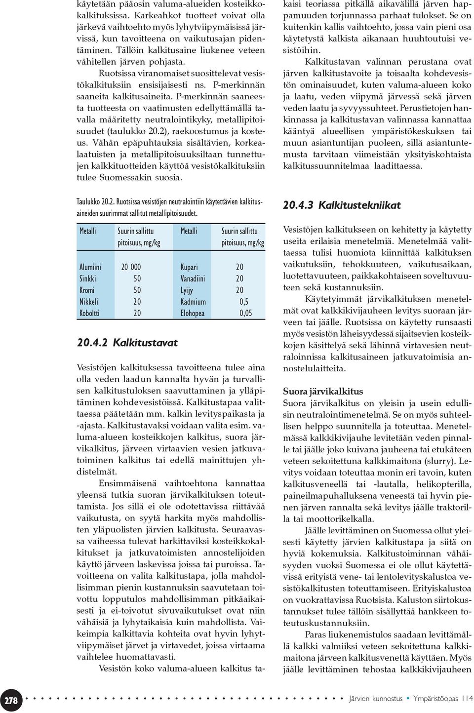 P-merkinnän saaneesta tuotteesta on vaatimusten edellyttämällä tavalla määritetty neutralointikyky, metallipitoisuudet (taulukko 20.2), raekoostumus ja kosteus.