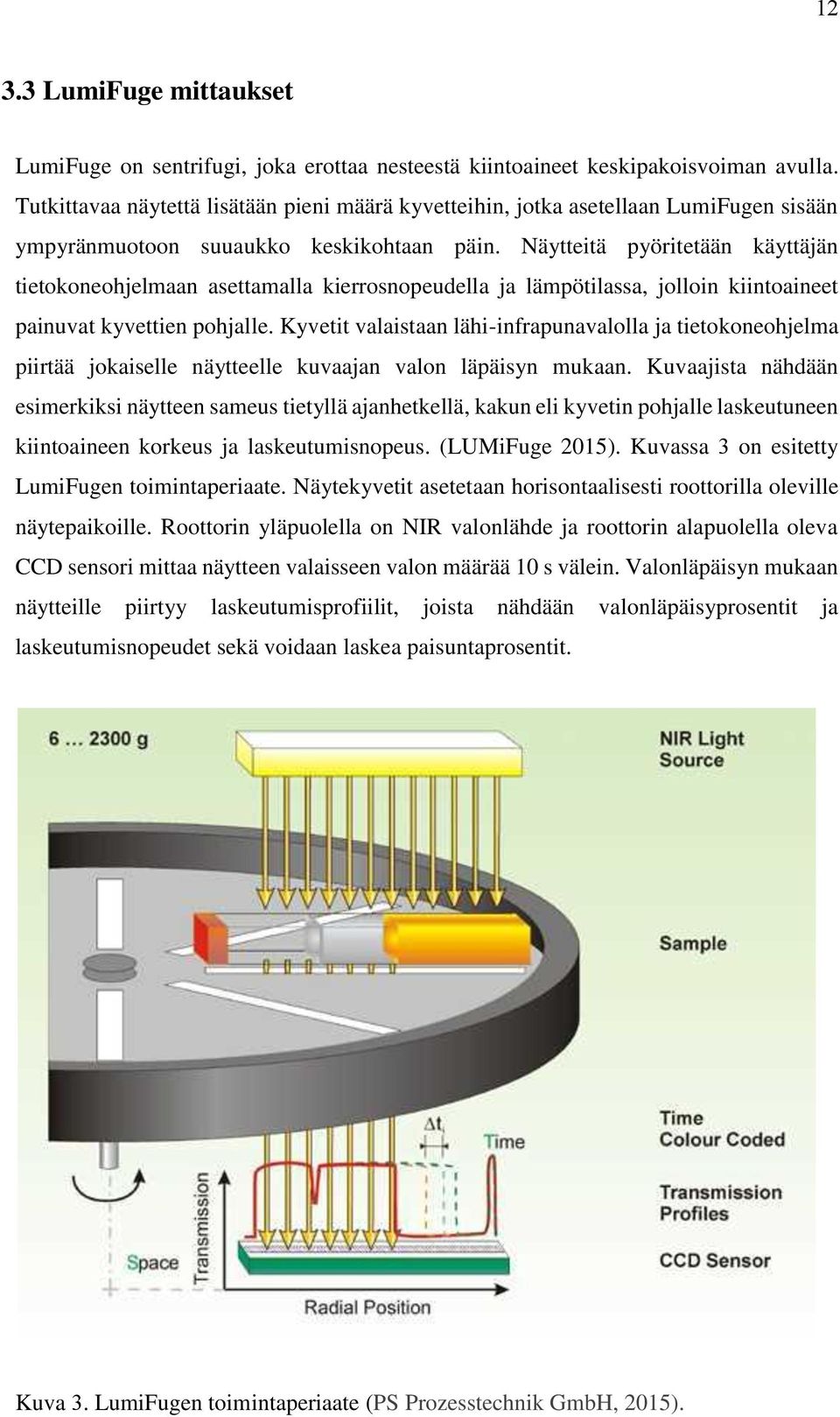 Näytteitä pyöritetään käyttäjän tietokoneohjelmaan asettamalla kierrosnopeudella ja lämpötilassa, jolloin kiintoaineet painuvat kyvettien pohjalle.