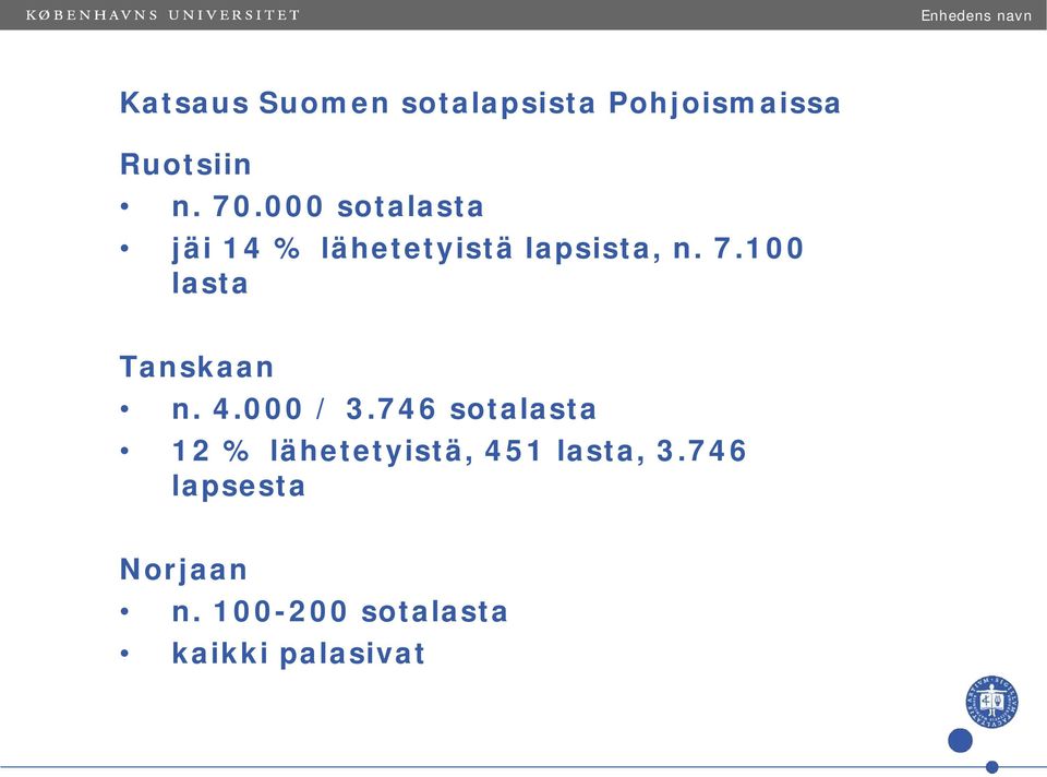 100 lasta Tanskaan n. 4.000 / 3.