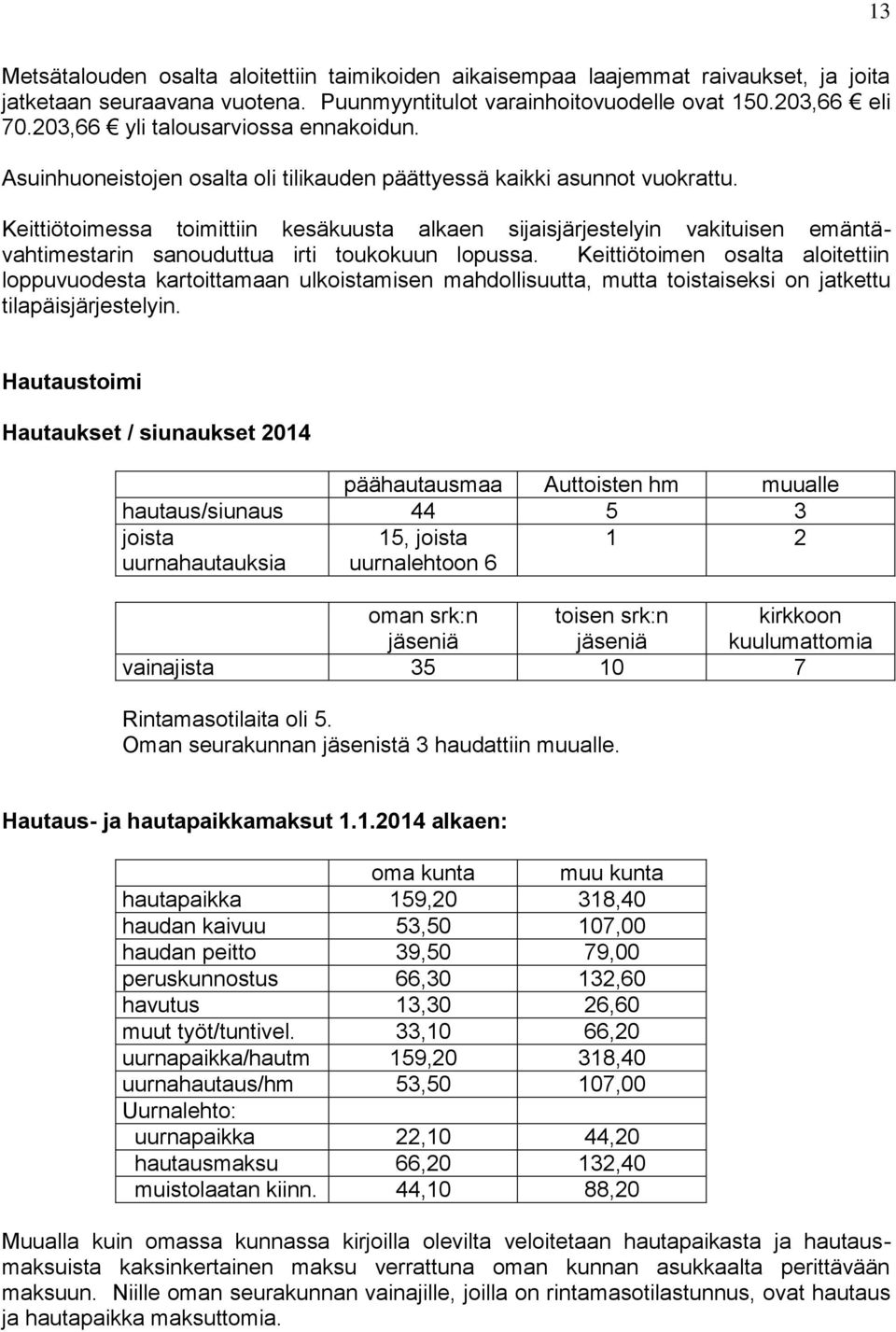 Keittiötoimessa toimittiin kesäkuusta alkaen sijaisjärjestelyin vakituisen emäntävahtimestarin sanouduttua irti toukokuun lopussa.