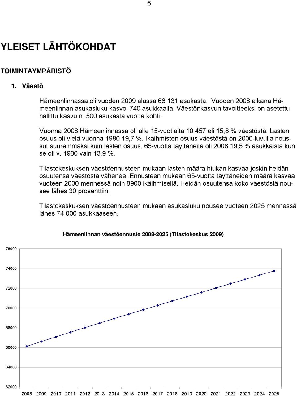 Lasten osuus oli vielä vuonna 1980 19,7 %. Ikäihmisten osuus väestöstä on 2000-luvulla noussut suuremmaksi kuin lasten osuus. 65-vuotta täyttäneitä oli 2008 19,5 % asukkaista kun se oli v.